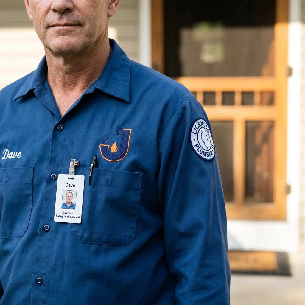 Licensed plumber showing ID badge in Glenwood Springs, CO