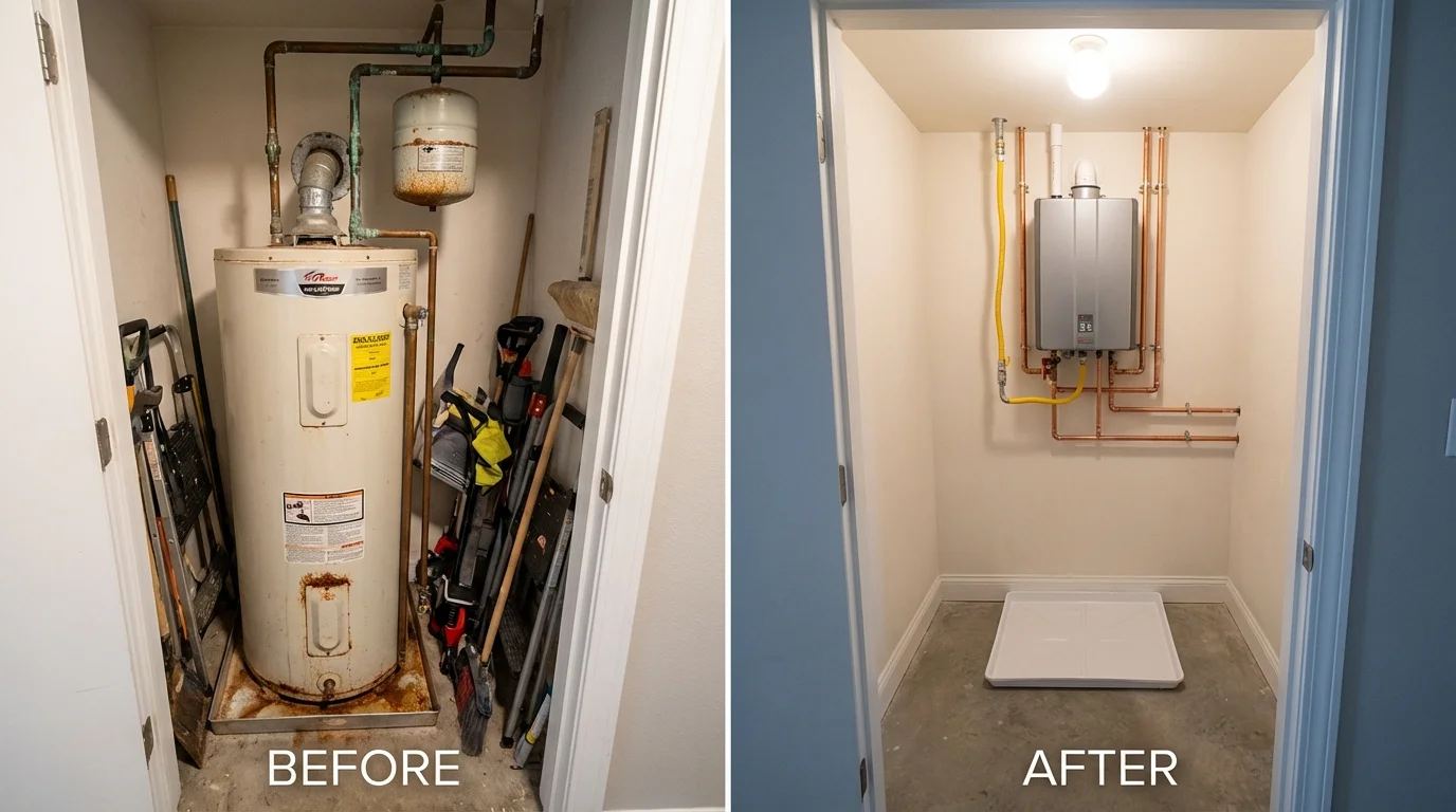 Tank water heater versus wall-mounted tankless unit comparison for Glenwood Springs, CO homeowners