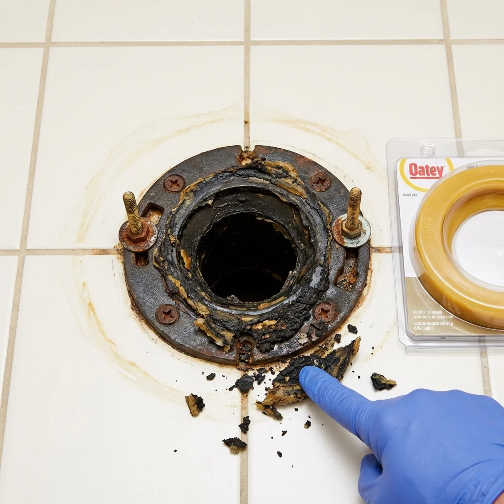 Failed wax ring showing water seepage at the base of a toilet in a Glenwood Springs, CO home