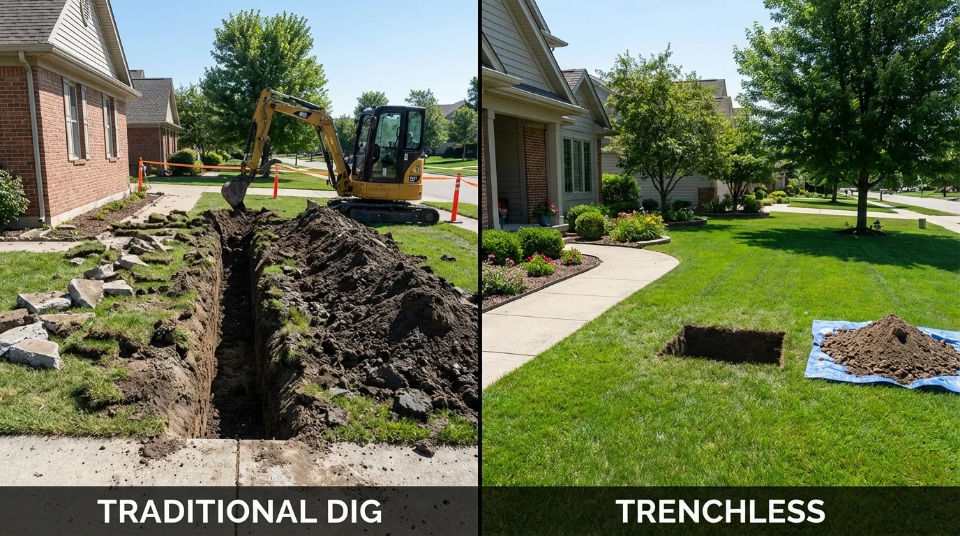 Trenchless sewer repair with minimal yard damage versus traditional excavation in Glenwood Springs, CO